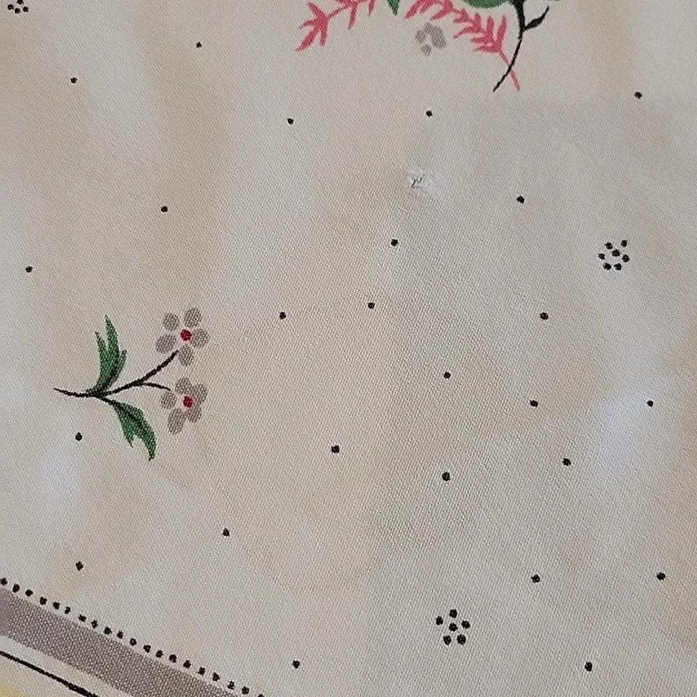 Vintage Floral Square Tablecloth with Yellow and Pink Rose Accents